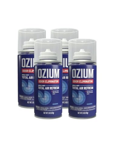 OZIUM® Air Freshener Odor Eliminator, 2oz Single Shot Total Air Refresh & Car Air Freshener – Original – 4 Pack