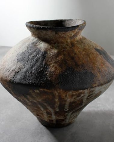 COZLIV Rusty Ceramic Vase, Wabi Sabi Decorative Pottery Flower Vase for Centerpieces, Table, Living Room, Bedroom, Bathroom, Retro Country Farmhouse Decor