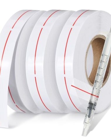 Glenmal 3 Roll Syringe Line Stickers 1.5" x 0.5" Dosage Marking Clear Label Bright Red Indicator Line Pharmacy Labels for Veterinary Medical Pharmacy Medication Healthcare Medicine, 500 Pcs Per Roll
