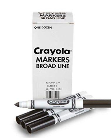 Crayola Broad Line Markers - Black (12ct), Markers for Kids, Bulk School Supplies for Teachers, Nontoxic, Marker Refill with Reusable Box