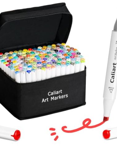 Caliart Markers, 168 Colors Dual Tip Art Markers Sketch Pens Permanent Alcohol Based, with Case for Adult Artist Halloween Drawing Sketching