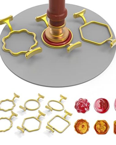 Yelsky 6PC Metal Wax Seal Kit with Round Flower Oval Square Hexagonal Mold Shapes for Wax Seal Stamp, Silicone Mat for Sealing Wax Kit, Wax Seal Mold for Wedding, Valentine's Day Cards/Letters