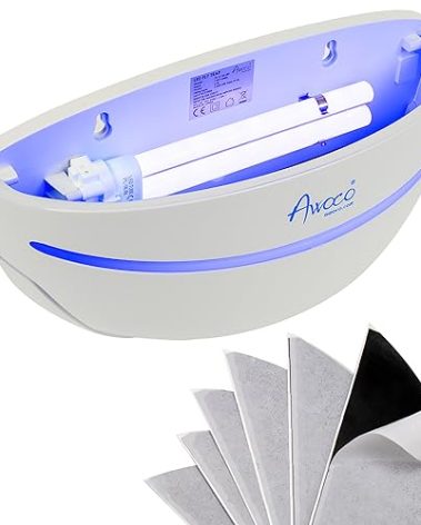 Awoco LED 5W Wall Mount Sconce Sticky Fly Trap Lamp for Capturing Flying Insects, Flies, Mosquitoes, and Moths (Fly Trap + 6 Glue Boards)