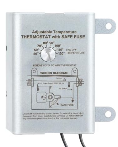 Saillong Attic Fan Thermostat Control, Replacement Thermostat with Adjustable Temperature Dial, Programmable for Exhaust Fan, Greenhouse, Cooling System