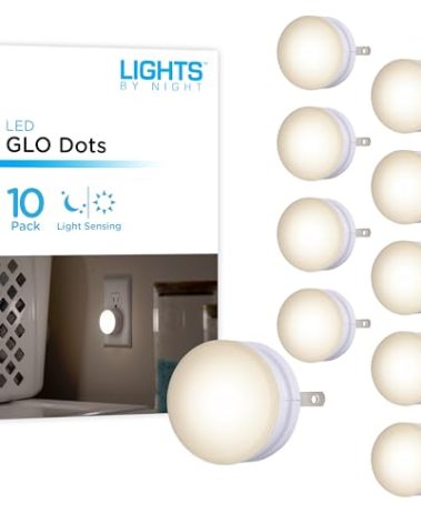 Lights by Night Mini LED Night Light, Plug-In, Dusk to Dawn Sensor, Warm White, Compact, Ambient Lighting, LED Lights for Bedroom, Bathroom, Nursery, Hallway, Kitchen, 55166, 10 Pack