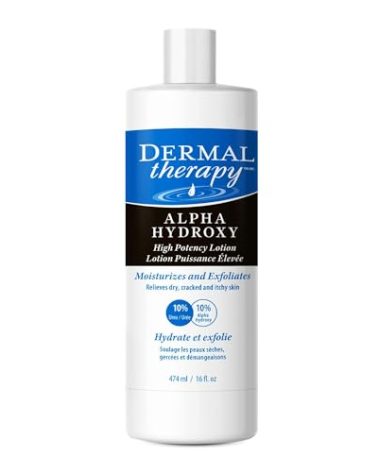 Dermal Therapy Alpha Hydroxy Lotion with 10% Lactic Acid & 10% Urea – Fragrance-Free Moisturizer for Dry Skin – 16 fl oz (474 ml)
