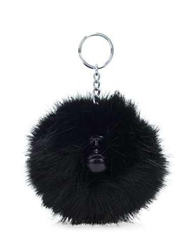 Kipling womens Pompom Monkey Keychain, True Black, 3.5 L x H 2 D US