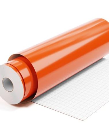 Orange Permanent Vinyl Roll, 12" x50FT Glossy Orange Vinyl for Cricut, Silhouette, Orange Adhesive Vinyl for Glass Decals, Wall Stickers, Craft,Mug,Signs,Vinyl for Party &Home Decoration
