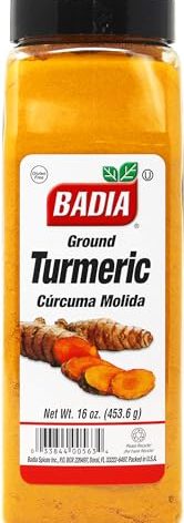 Badia Ground Turmeric Powder, 16 oz - Premium Curcuma Seasoning for Cooking, Golden Flavor & Rich Aroma