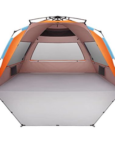 Oileus XX-Large Beach Tent Sun Shelter for 5-6 Person Portable Sun Shade Instant Pop Up Tent for Beach with Carrying Bag, Stakes, 6 Sand Pockets, Anti UV for Fishing Hiking Camping, Waterproof