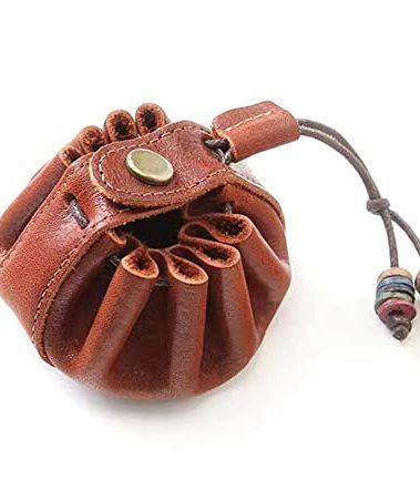 Handan Red Brown Genuine Leather Dice Tray Bag,Drawstring Leather Pouch with Celtic Knot Dragon Design for Dungeons and Dragons RPG D&D Dices, Coins and Accessories