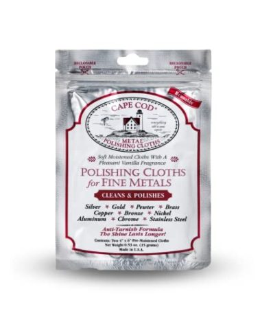 Cape Cod Polishing Cloths for Fine Metals | Jewelry Cleaner and Tarnish Remover | Silver Polishing to a Brilliant Shine | Foil Pack of (2) 4x6 Cloths