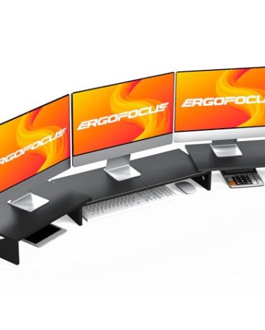 ErgoFocus Triple Monitor Stand Riser, Extra Long Monitor Riser for 1~2~3 Monitors, Dual Monitor Stand with Length and Angle Adjustable, 3 Shelf Monitor Stand for Desk