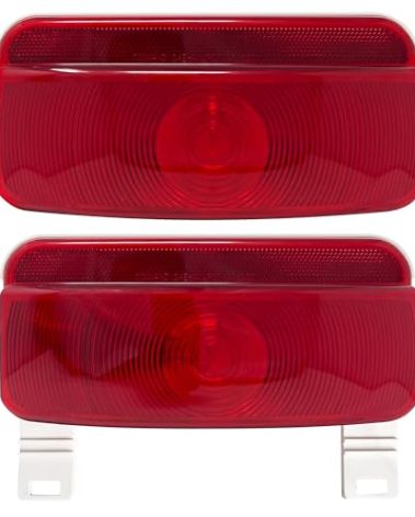 Command Electronics OEM 12V Incandescent 2-Pack RV & Trailer Tail Light – Made in USA – Brake Light with Built-in Reflector and License Plate Bracket – White Trim