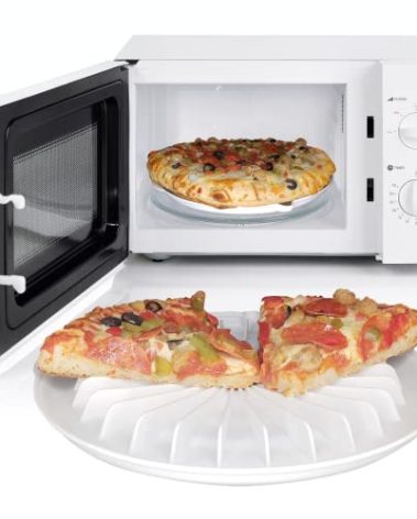 Kitchen Discovery Microwave Pizza Reheater Tray Reuseable Plate for Bacon, Snacks in the Microwave Oven - Safe, BPA-Free Round Pizza Pan for Cooking, Reheating