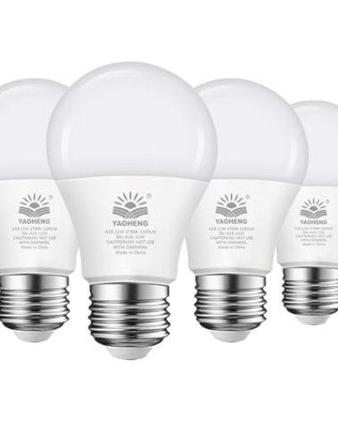 YAOHENG A19 LED Light Bulb 75 Watt Equivalent, 11 Watt Light Bulbs, 2700K Warm White, 1100 Lumens, Non-Dimmable, E26 Base Lightbulbs, Standard LED Bulbs for Home, ETL Listed(4-Pack)
