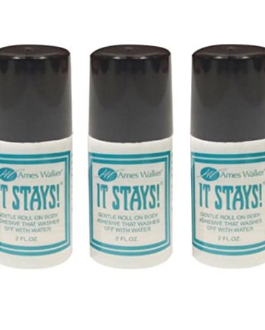 Ames Walker AW It Stays! Body Adhesive (3 Bottles) 2 oz. - Roll on Body Glue - Wig-Bra-Hosiery (Clothing) Glue