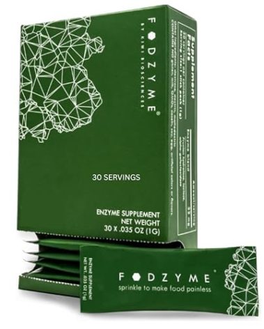 FODZYME® On-The-Go Digestive Enzymes for Gut Health, Relief for Bloating, Gas, Constipation, Diarrhea, Abdominal Pain, Low FODMAP, 30 Dose