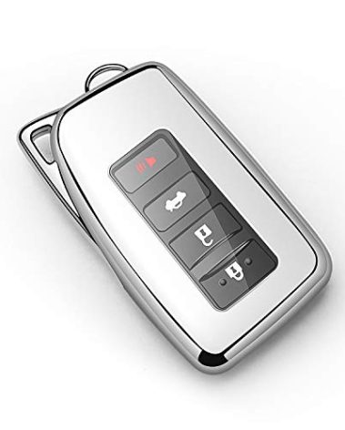 Tukellen for Lexus Key Fob Cover Premium Soft TPU Full Protection Key Shell Key Case Compatible with Lexus ES is GS NX LS RX RC 300h 350 200t 250 300 F 450h 460 600h Smart Key Fob Remote Key-Silver