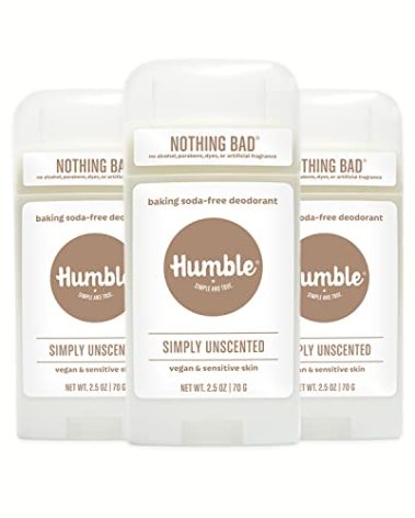 HUMBLE BRANDS Aluminum-Free Deodorant, Vegan and Cruelty- free, Formulated for Sensitive Skin, Simply Unscented, 2.5 Ounce (Pack of 3)
