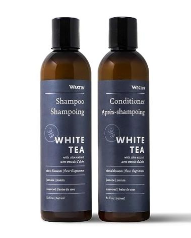 Westin Shampoo & Conditioner Set with Signature White Tea Aloe Scent - Hydrating, Moisturizing, Repairing Hair Care for Normal Hair - 8-ounce Bottles - Hotel Amenity Set