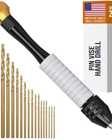 CRAFT911 Pin Vise Hand Drill Manual - Jewelry w/Micro Drill Bits (0.8mm-2.5mm) - Rotary Craft Drill for Jewelry Making, Resin, Wood, Plastic, Miniature, Beads, Clay Etc