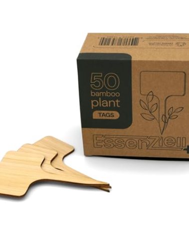 Bamboo Plant Labels, Eco-Friendly Garden Tags | Short T-Type Wooden Garden Markers | 100% Natural, Biodegradable | for Labeling Herbs, Seedlings, Vegetables, Cheeses, Appetizers, Desserts | 50 pcs