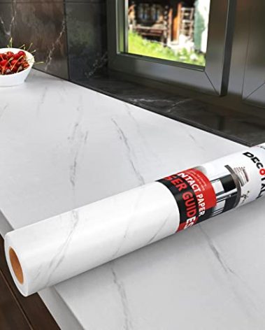 Decotalk 30"x200" Contact Paper for Countertops Waterproof Marble Contact Paper White Marble Contact Paper Matter Marble Vinyl Wallpaper Peel and Stick Removable Contact Paper for Counter Removable