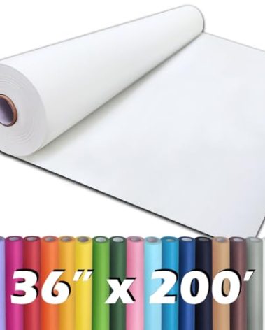 PerkHomy 36" x 2,400" (200') White Kraft Paper Roll for Craft Bulletin Board Paper Art Table Covering Crafting Gift Wrapping Bouquet Packing Parcel 80GSM 55LB (White, 36" x 200')