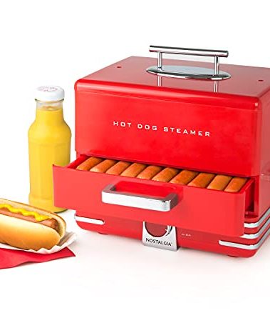 Nostalgia Extra Large Diner-Style Steamer 20 Hot Dogs and 6 Bun Capacity, Perfect for Breakfast Sausages, Brats, Vegetables, Fish