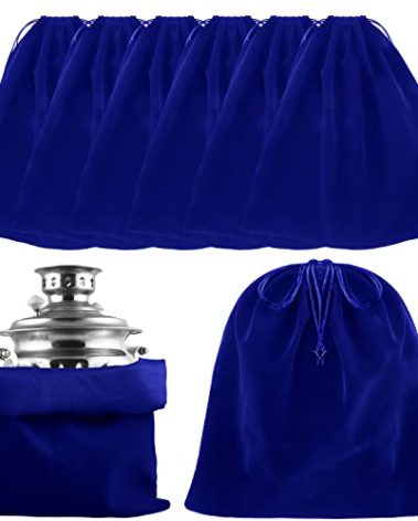 Ferraycle 6 Pcs Silver Storage Bags Anti Tarnish Storage Bag Fabric Cloth for Jewelry Silverware Protection Flatware(18 x 18 Inch,Dark Blue)