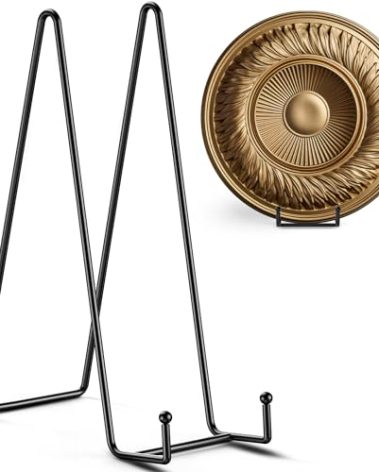 TR-LIFE 12 Inch Plate Stands for Large Heavy Duty Display - Metal Picture Frame Holder Stand + Table Top Easels for Decorative Platter, Book, Plaque, Photo (2 Pack)