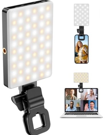 POVODO120LED Phone Light Clip:Selfie Light for iPhone, Adjusted3 Lighting Modes, 3000mah,2500k-2900K, CRI95+, Lighting for Video Recording, for Camera Light,Use for TikTok, Vlog,Meeting