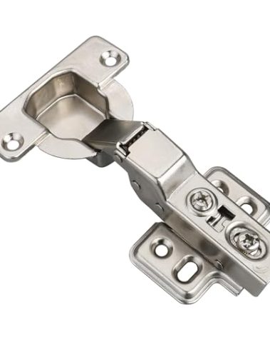 Luokim 40mm Cup Big Cup Soft Close Hinge for Thick Door Half Overlay Concealed Cabinet Hinge with Screws Nickel Finish 2 Pcs