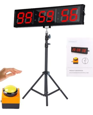 SMAHEAT Fitness Timer with Stopwatch Button, Suitable for School/exam/Home Exercise/Gym/Gym SMAHEAT Electronic Fitness Timer (4.0 inch six bit All red PC Transmission Model)
