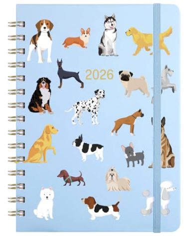 2026 Planner - 2026 Weekly & Monthly Planner with Tabs, Jan. 2026 - Dec. 2026, 6.5" x 8.5", Hardcover with Back Pocket + Thick Paper + Banded, Twin-Wire Binding - Cute Dogs
