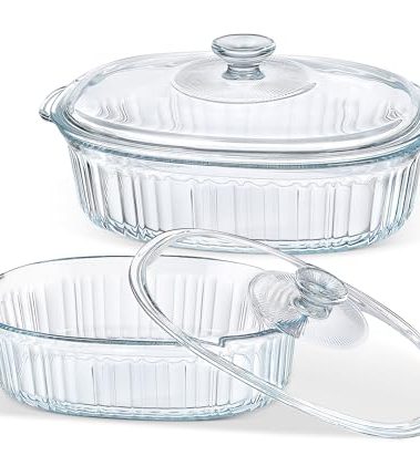 M MCIRCO 4-Piece Glass Casserole Baking Dish, Set of 2 Casseroles With Glass Lids, 1.9 Qt and 3 Qt