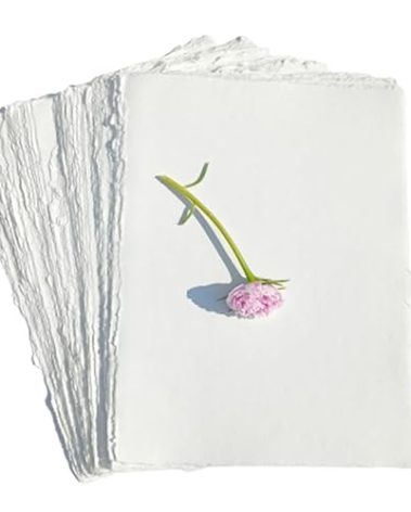 Habiller Deckle Edged Handmade Paper Mixed Media Card Stock, Calligraphy, Drawing, Watercolor Paper Made of Cotton Rags-Off-White- Pack of 20- (4x6-20)