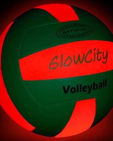 GlowCity Glow in The Dark Volleyball - Light Up Volleyballs for Kids, Teens and Adults with 2 LED Lights and Pre-Installed Batteries - Official Size and Weight﻿