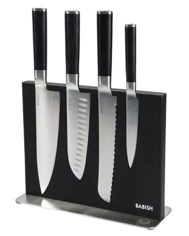 Babish 5 Piece 1.4116 German Steel Magnetic Forged Kitchen Knife Block Set