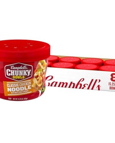 Campbell's Chunky Soup, Classic Chicken Noodle Soup, 15.25 oz Microwavable Bowl (Case of 8)