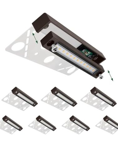 GKOLED 8-Pack Replaceable 6.8" LED Hardscape Lights, Low Voltage Retaining Wall Light, Paver Wall Hardscape Lighting, Outdoor Landscape Step Lights, 12VAC/DC 1.5W 2700K, Die-cast Aluminum Housing