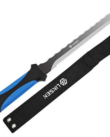 Linsen-Outdoor Stainless Steel Garden Knife with 11" Blade, Double Side Utility Sod Cutter Lawn Repair Garden Knife with Nylon Sheath