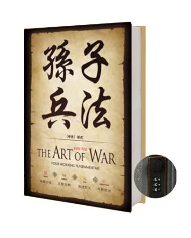 Chinoiserie Diversion Book Safe Storage Box (Size 8.7"×6"×2") With Security Combination Lock, Chinese style Ornaments Secret Hidden Safe (The Art of War - Combination Lock)