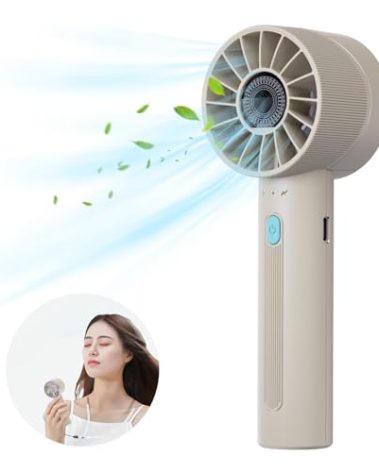 COZOME Personal Fans, Powerful Portable Handheld Fans with 7000RPM Turbo, High Speed USB-C Rechargeable Pocket Fan, Max 16H Working Table Fan for Women, Mens, Kids, Outdoor, Super Ball, Beige
