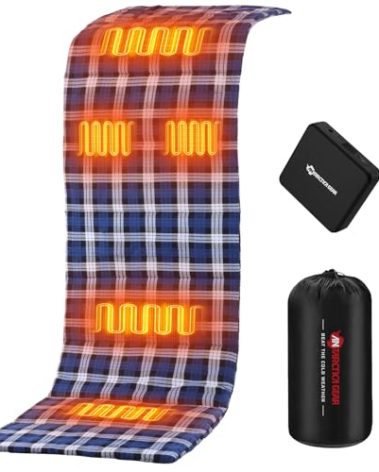 ANTARCTICA GEAR PRO Heated Sleeping Bag Liner, 5 Heated Zones with 16000mAh 12V Battery Heated Pad, Electirc Sleeping Bag Heater for Cold Weather Camping Backpacking or Hiking（Blue）