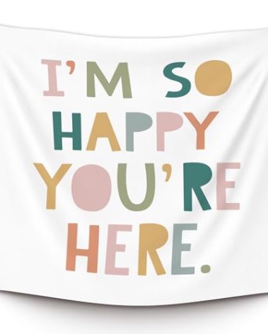 XLDLIOO Boho Classroom Tapestry, Boho Classroom Decor, Inspirational Wall Tapestry Hanging for Bedroom, I'm So Happy You're Here, Educational Welcome Tapestries Wall Decor Art for Kids Dorm Living Room Party 60x50in
