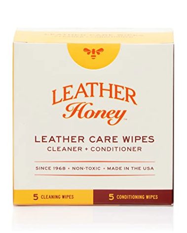 Leather Honey Leather Care Wipe Kit: Clean & Restore On-The-Go. Use for Leather Couches, Car Seats, Purses, Shoes & Bags. Safe for Any Color. Non-Toxic & Ready-to-Use. 5 Cleaner & 5 Conditioner Wipes