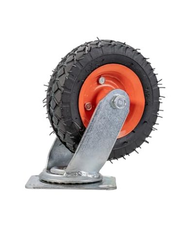 AlveyTech Front Caster Wheel with Fork & Axle - For Hoverboard Go Kart Kits - Shockproof Anti-Mark Tire (Gray) with Durable Metal Alloy Mounting Plate - Hover 1 Replacement Tires (6" Wheel)