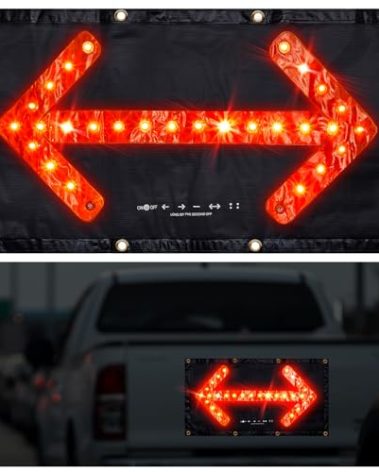 Hahafelt LED Magnetic Traffic Arrow Sign 18 x 33 Inch Flashing Arrow Banner 5 Modes Directional Traffic Guide Signal Light Warning Sign for Construction EMS Rescue Highway Safety Law Enforcement